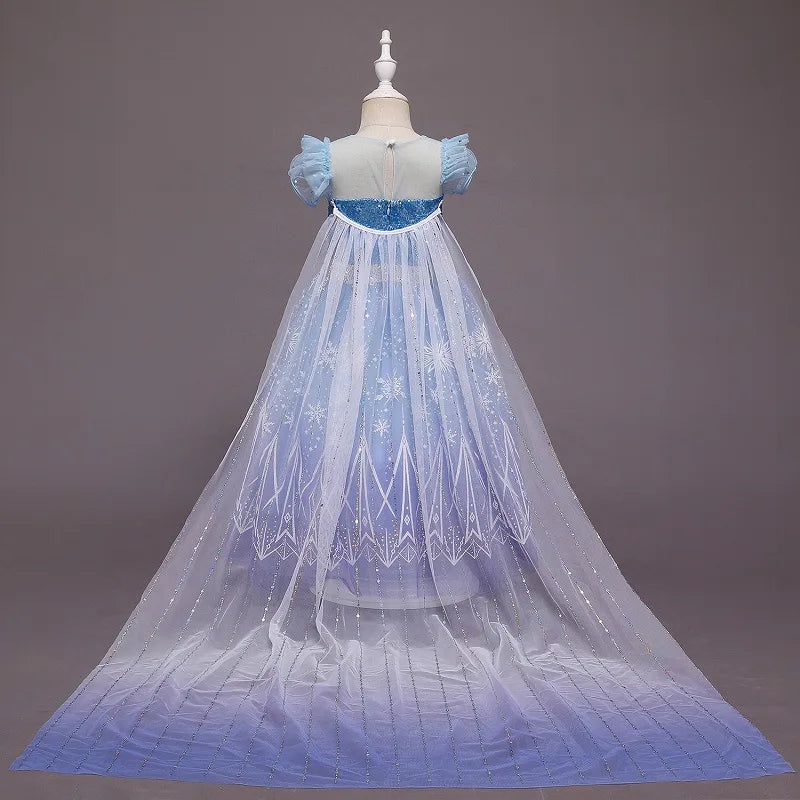 Fantasia Infantil Cosplay Elsa com LED Meninas Aniversário Festa Role Playing Vestido de Princesa com Capa Fantasia de Carnaval Halloween