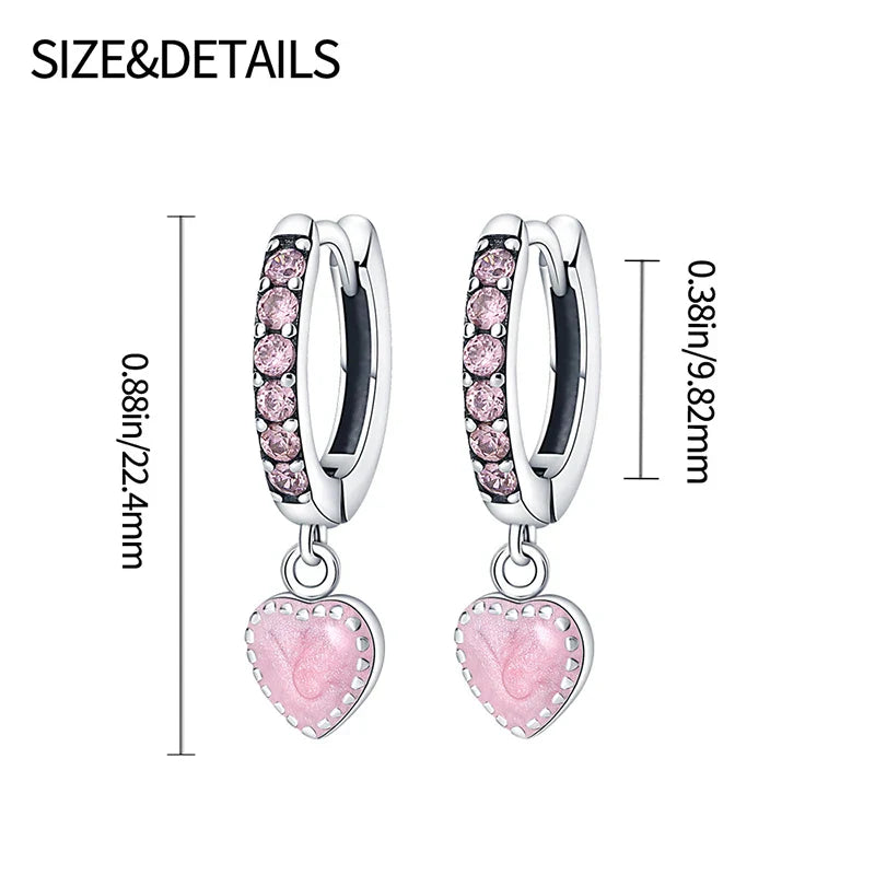 Earrings For Womens 925 Silver Color Pink Rainbow Horse Bear Bee Double Hoop Earrings Fine Engagement Anniversary Jewelry Gifts