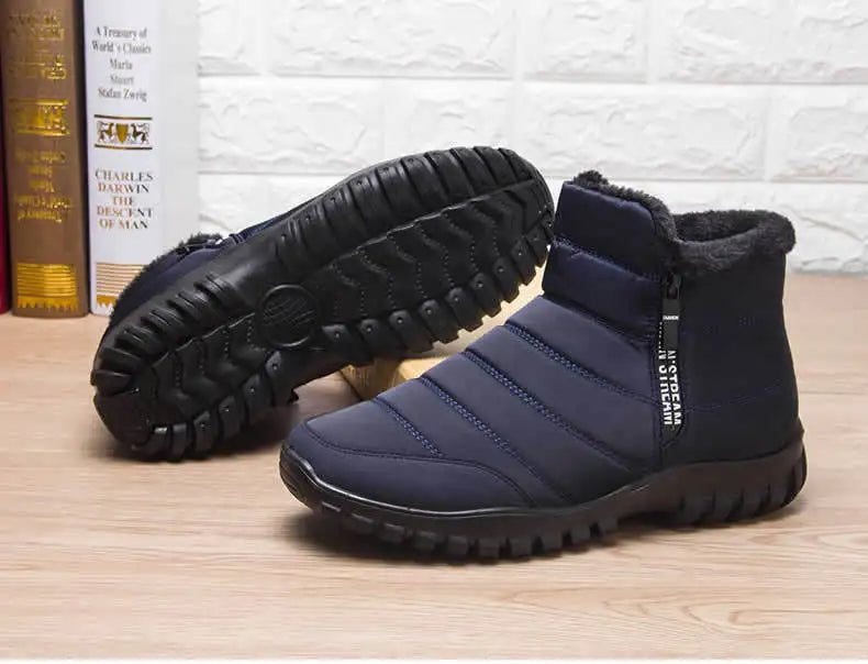 Winter shoes Men's sneakers Warm Cotton Zipper Snow Ankle Boots, Autumncasual shoes  Waterproof Snow Boots free shiping shoe