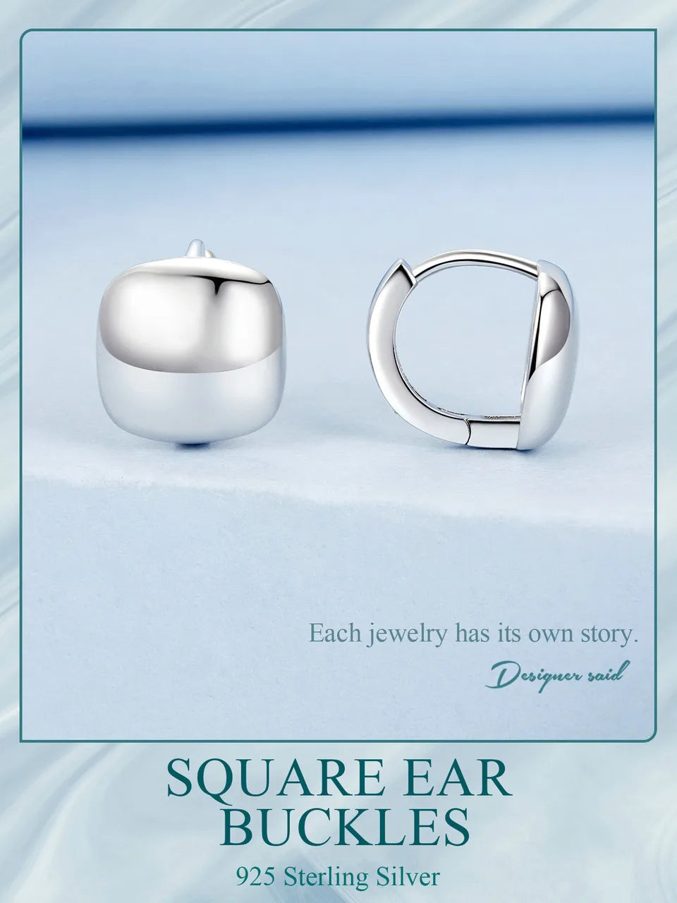 925 Sterling Silver Dainty Chunky Square Hoop Earrings for Women, White Gold Plated Hypoallergenic Lightweight Jewelry