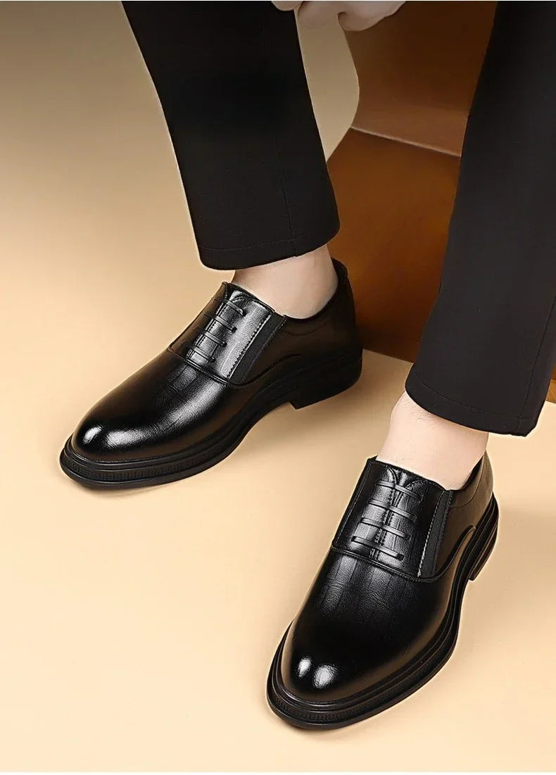 Men Dress Shoes Black Soft Leather Men Heighten Formal Shoes Casual Business Men Oxfords Suit Shoes