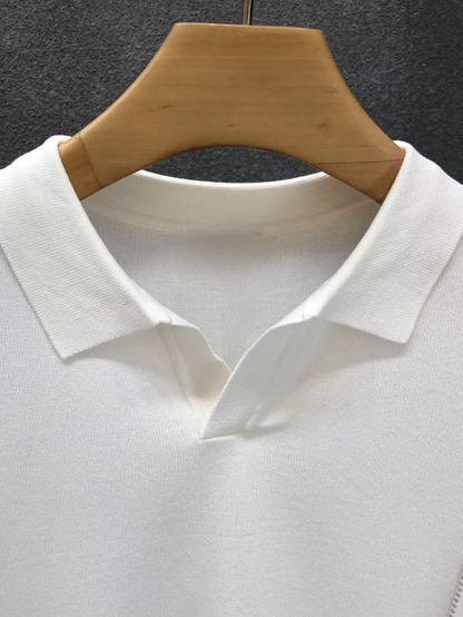 Wholesale Men Summer T-shirt Thin Knitted Ice Silk Short Sleeve 2025 New Youth Luxury Style Lapel Short-sleeved POLO Shir