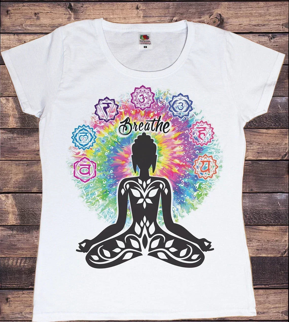 Yoga Print Tshirt Women Bird Om Aum Jade Buddha Meditation Tie Die T Shirt Femme T-Shirt Tops