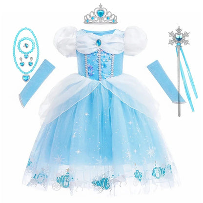 Girls Cinderella Cosplay Costume For Children Baby Girl Kids Halloween Birthday Party Dress Princess Costume