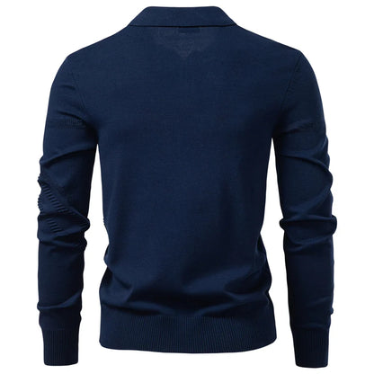 Men's Slim Fit Long Sleeve Polo Shirt Autumn Winter Thermal Comfort Fashion Stripe Solid Color Button up Polo Tops