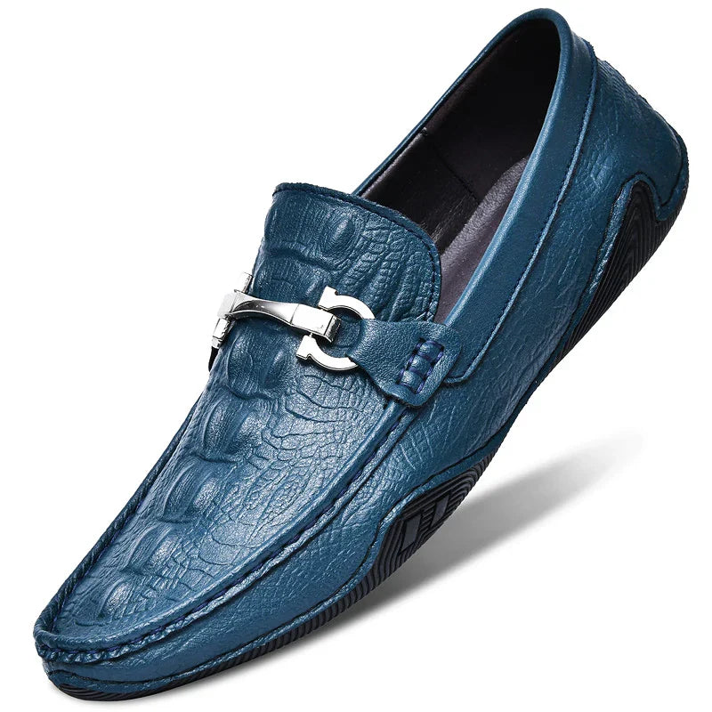 Blue Slip On Loafers Genuine Leather Casual Shoes Men Luxury Brand Designer Men's Moccasins Mocassin Homme Sales Discount
