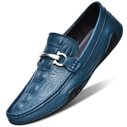 Blue Slip On Loafers Genuine Leather Casual Shoes Men Luxury Brand Designer Men's Moccasins Mocassin Homme Sales Discount