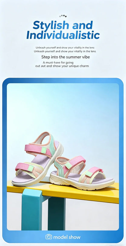 Children Casual Flat Sandals For Girls Summer Beach Shoes Breathable Open Toe Non-Slip Outdoor Kids Walking Sandials