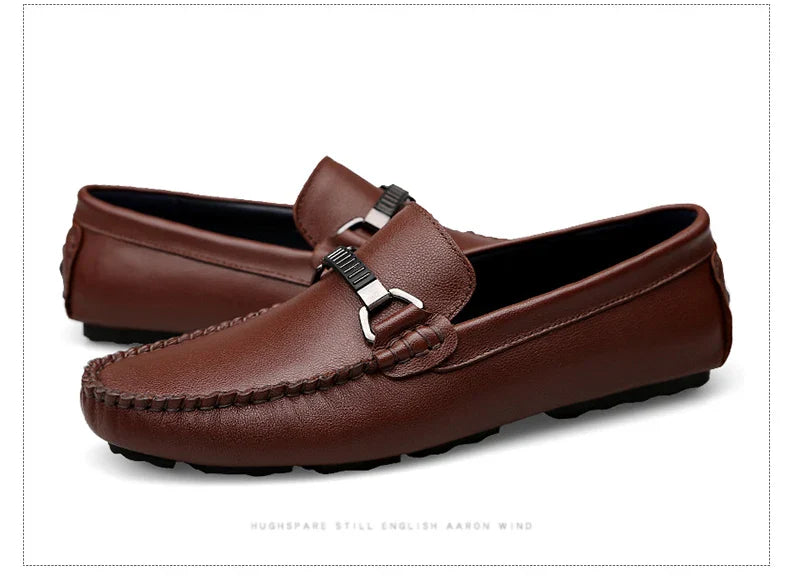 Summer Loafers Men Luxury Brand Moccasins Shoes Men Leather Loafers Shoes Slip on Non-Slip Working Office Loafers for Men
