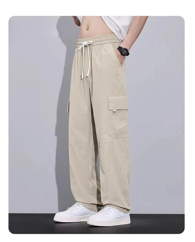 Brand Clothing Spring Summer Men's Cargo Pants Loose Straight Parachute Pants Sport Casual Long Trousers Male