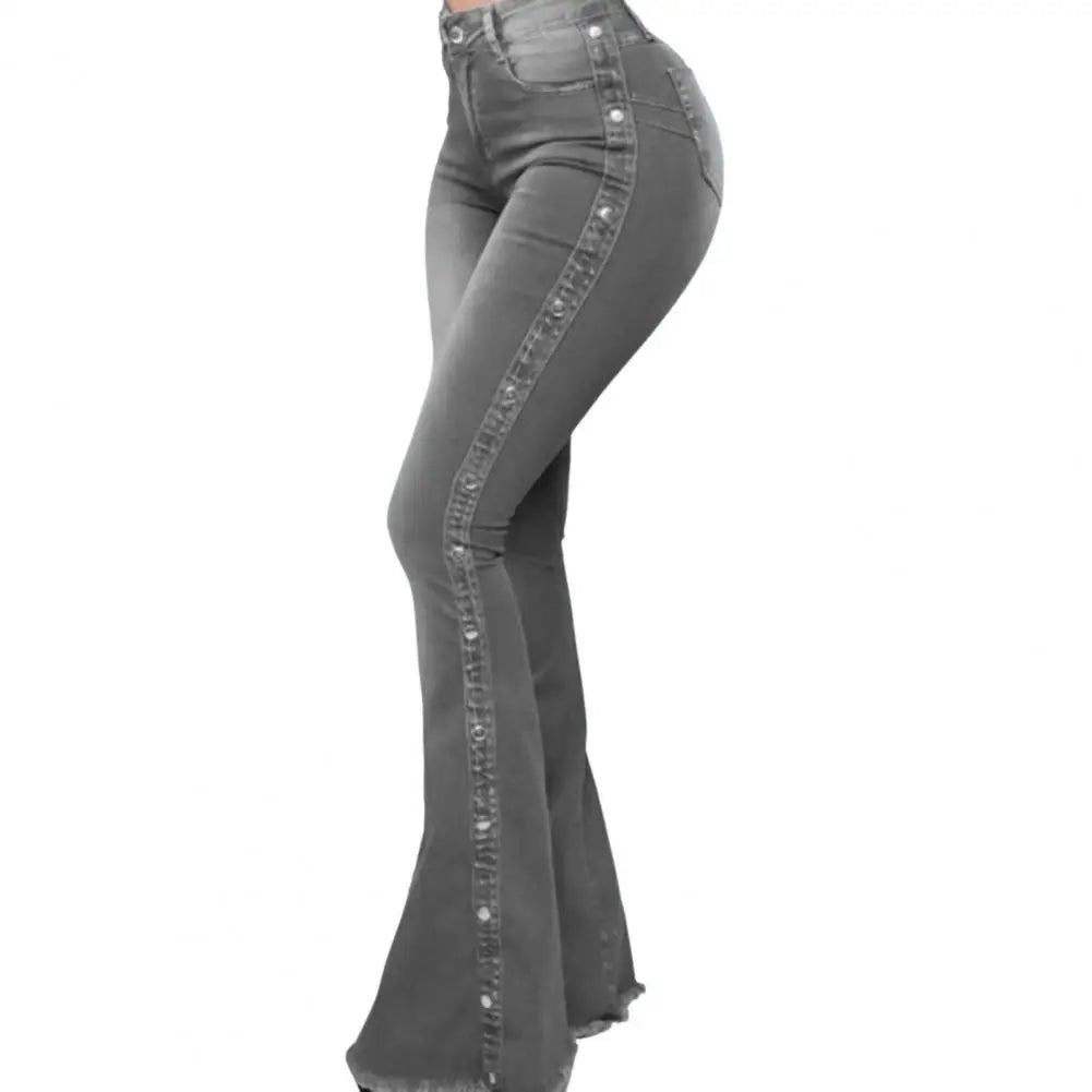 Mid Waisted Stretch Flare Jeans Women Denim Pants