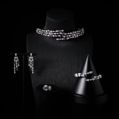 Choker Necklace Sets for Women Cubic Zirconia Choker Jewellery Set Dubai Saudi Party Engagement Accessory Bridal