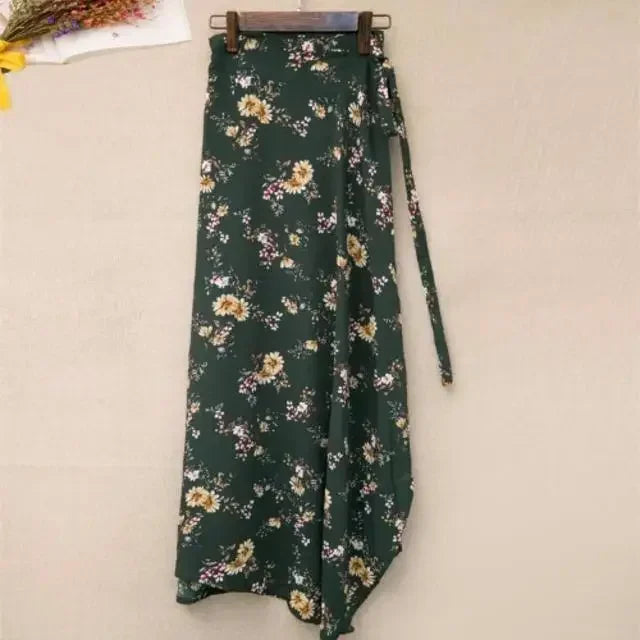 11 Colors Women's Summer High Waisted Lace-Up Sexy Wrap Midi Skirt Korean Trendy Beach Elastic Waist Solid All-Match Skirt