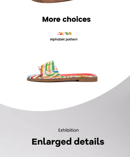 Fashionable Retro Design New Women's Shoes Summer Casual Color Blocking Design Non Slip Sandals Slippers Letter Slippers