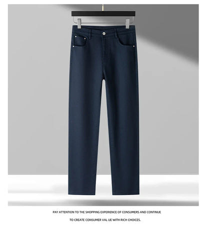 Lyocell Jeans Men Spring Autumn New Fashion Comfortable Straight Long Pants Soft Business Brand Classic Stretch Denim Trousers