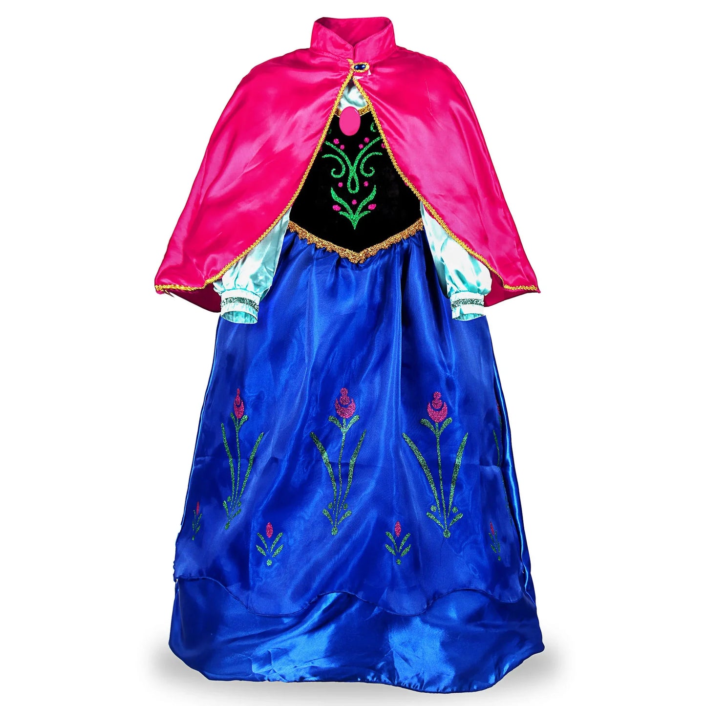 Frozen Classic Movie Princess Anna Dress With Red Cape Christmas Holiday Party Carnival Girls Gift Cosplay Anna Dress Set