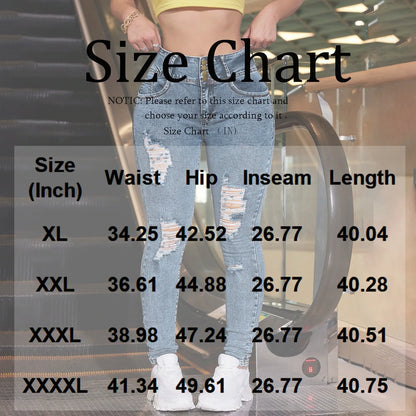 Women's Trend Ripped Jeans Casual Fashion Tight Fitting Leg Jeans