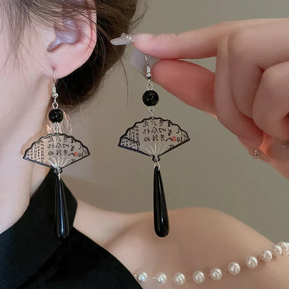 chinese Style Bamboo Joint Flower Earrings Imitation Pearl Fringe Earring New National Tide Personality  Earrings for Women