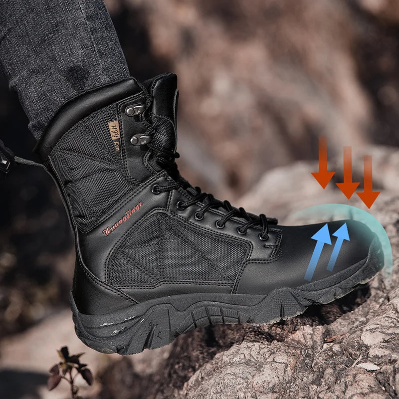 High-Top Anti-Smashing Work Boots Outdoor Waterproof Safety Shoes Steel Toe Non Slip Men's Boots Fashion Protective Men Shoes
