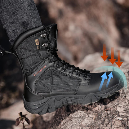 High-Top Anti-Smashing Work Boots Outdoor Waterproof Safety Shoes Steel Toe Non Slip Men's Boots Fashion Protective Men Shoes