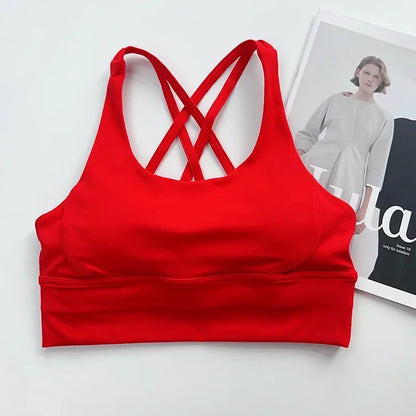 Christmas style 2-piece yoga suit Solid color gym fitness set cross back yoga top Peach butt yoga pants Pilates running suit