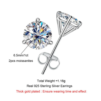 2cttw D Color Moissanite Diamond Stud Earrings  925 Sterling Silver Classic Earrings Jewelry Wholesale