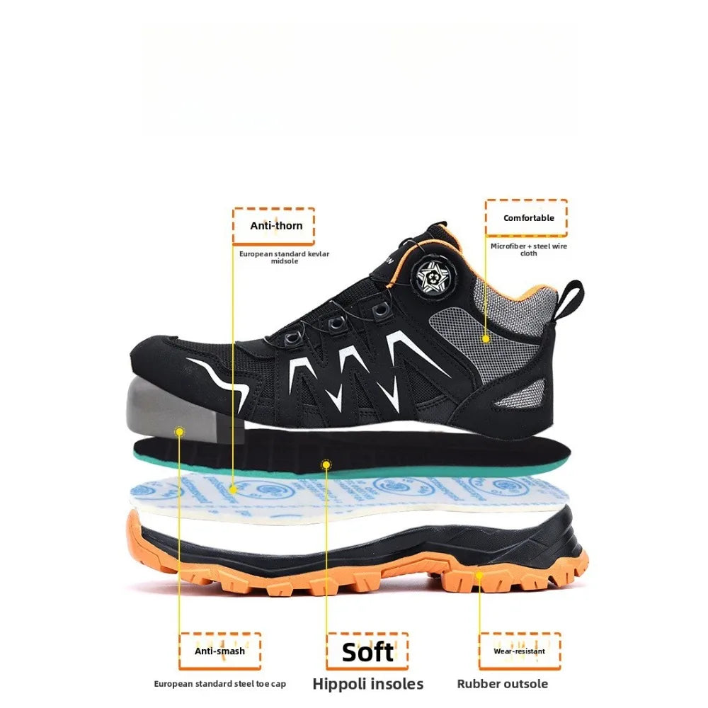 Durable Steel Toe Work Shoes Anti Smashing Piercing with WearResistant Rubber Soles Iron Shavings Resistance for Safety Workwear