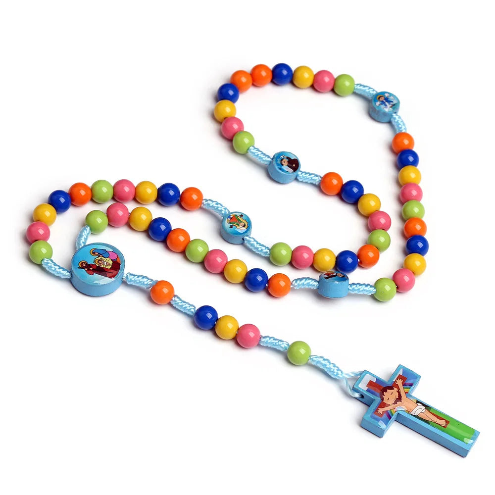 Rosary for kids Hand Woven Children Necklace Christian Catholic Jesus Christ Man Necklace Favourite