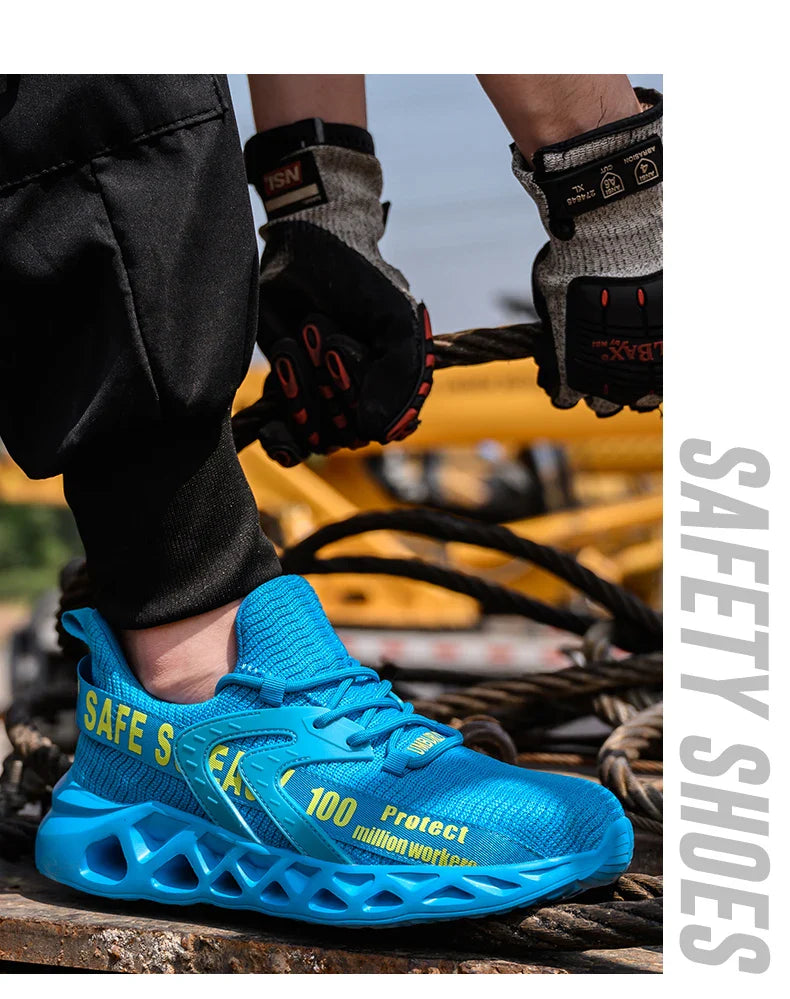 Work Safety Shoes For Men Lightweight Protective Work Sneakers Lightweight Men Shoes Breathable Shoes Anti-Puncture Work Shoe