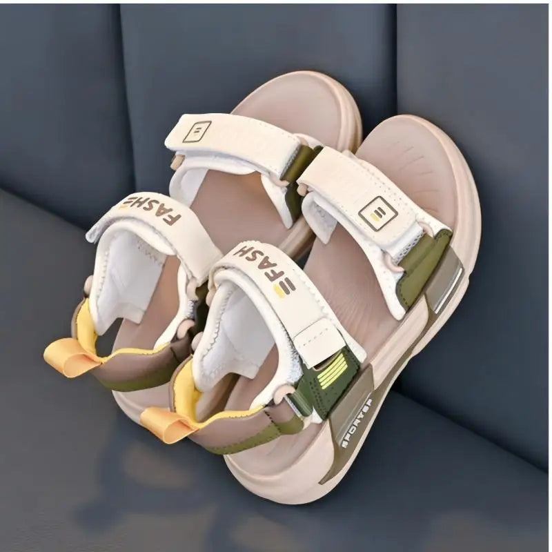Kids'Casual Shoes Sandals Open-Toe EVA Summer Shoes For Boys Hook and Loop Anti-slip Soft Bottom Beige Black Shoes Size 26-37
