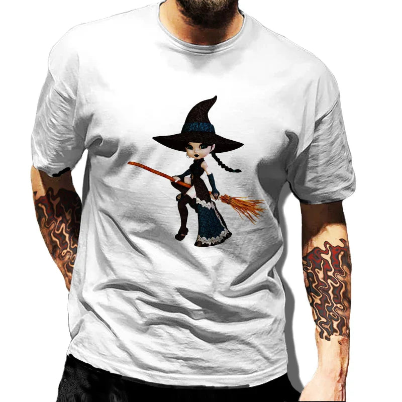 Vintage Halloween Skeleton Graphic T-shirts For Male Harajuku Tees Streetwear Men's Short Sleeve Man Hip Hop T-shirt Loose Top