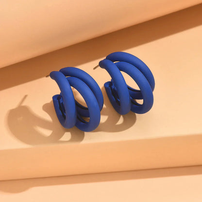 New Elegant Women Dangle Earrings C-shaped Painting Girls Hoop Earrings Flannelette Geometric Statement Earrings pendientes