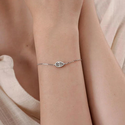 1/2CT Bezel Set Pear Oval Cut Moissanite Solitaire Link Bracelet Women S925 Silver Dainty Diamond Bridal Wrist Chain Gift