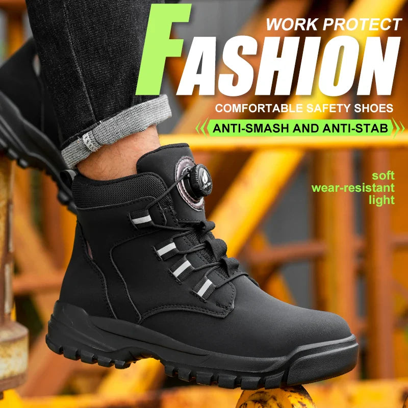 Work Safety Shoes Men CE Certified Steel Toe Safety Shoes Non Slip Lightweight Steel Toe Anti-Slip Women's Protection Work Boots