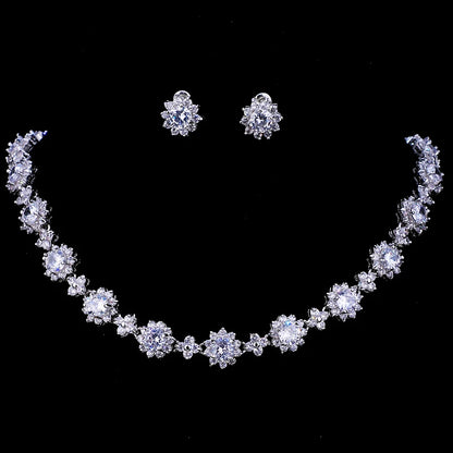 Classic Hot Sale 5 Colors Options High Quality Round Zirconia Jewelry Sets for Elegant Women Wedding Dress Accessories