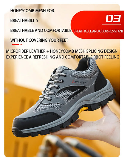 Men's Tactical Safety Shoes Breathable Steel Toe Puncture Resistant Work Shoes Wear-Resistant Protective Footwear