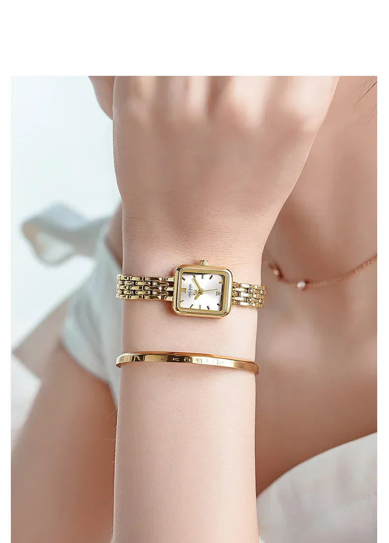 Watch For Women  Women's Stainless Steel Band Luxury Gift Watch Dual-Layer Dial Fashion Montre JA-771