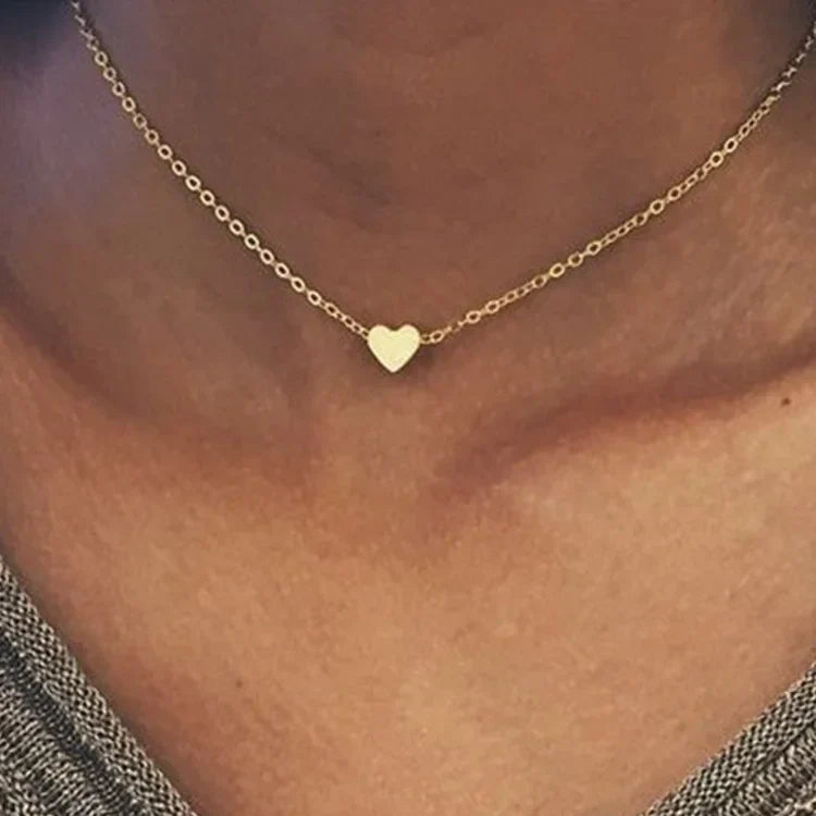 Fashion Collier Simple Heart Girls Pendant Necklace Small Love Shape Stainless Steel Hearts Clavicle Choker Jewelry