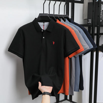 100% pure cotton men's short sleeved summer new golf lapel polo shirt, high-quality designer customized embroidered T-shirt