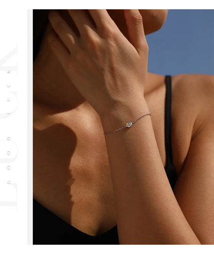 D Color Moissanite 925 Sterling Silver Luxury Lab Diamond Water Drop Link Chain Bracelet For Women Wedding Fine Jewelry