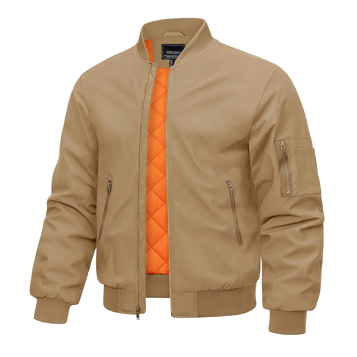 Bomber Jacket Men Warm Zip Up Winter Padded Coat Casual Baseball Jackets Pilot Windbreaker Varsity Jackets
