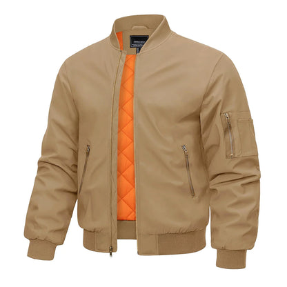 Bomber Jacket Men Warm Zip Up Winter Padded Coat Casual Baseball Jackets Pilot Windbreaker Varsity Jackets