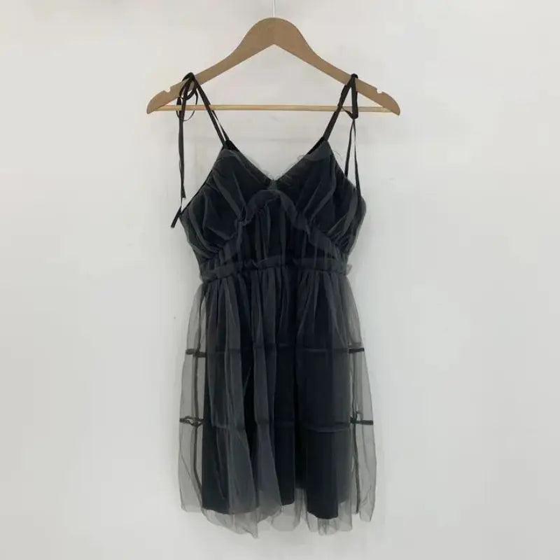 Y2k Black Mesh Women's Ball Gown Dresses 2025 New Sleeveless Strapless V-neck Party Sexy Mini Dress for Womens