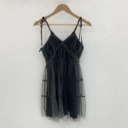 Y2k Black Mesh Women's Ball Gown Dresses 2025 New Sleeveless Strapless V-neck Party Sexy Mini Dress for Womens
