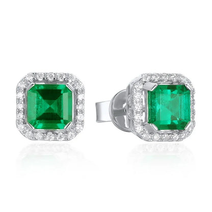 Real 1CT Laboratory Cultivation Emerald Earrings for Women 100% 925 Sterling Silver Diamond Fine Jewelry Gift Wholesale
