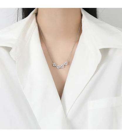 Transform Luxury Four Leaf Clover Pendant Necklace  Stainless Steel Crystal Gold Color Heart Jewelry for Women Gift