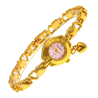 Cute Women's Fashion Small Dial Quartz Bracelet Wrist Watch Wholesale New Arrival with heart pendant Ladies Watch