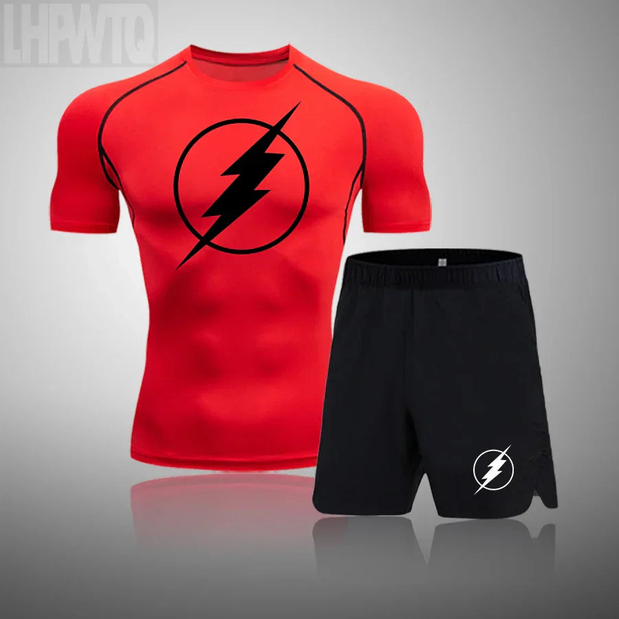 2024 Men's Running Fitness Sportswear Athletic T-Shirt Training Gym Clothes Sports Suits Workout Jogging Rashguard Men's Kit