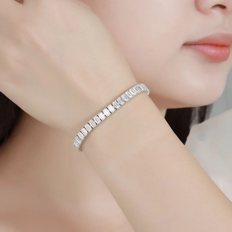 5*7mm 1ct Emerald Cut Moissanite Bracelets For Women Man S925 Silver Lab Diamond Bracelet Wedding Party Fine Jewelry