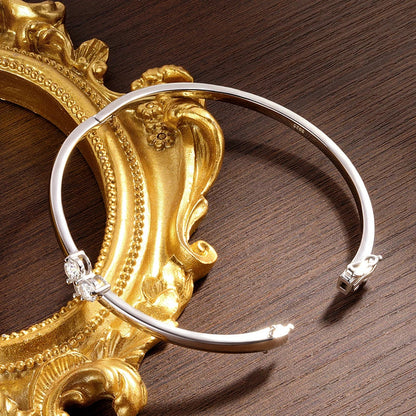 Moissanite Bangles Elegant Women Diamond Solid s925 Silver GRA Certified Dainty Bracelet Fine Jewelry for 17-18cm Wrist